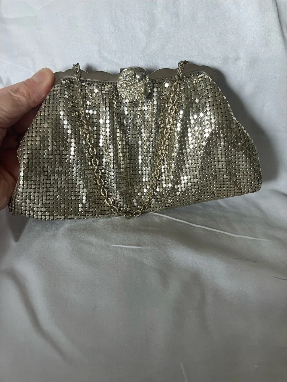 Silver Sequin Evening Clutch Handbag